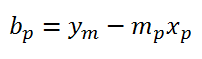 b_p=y_m-m_p x_p